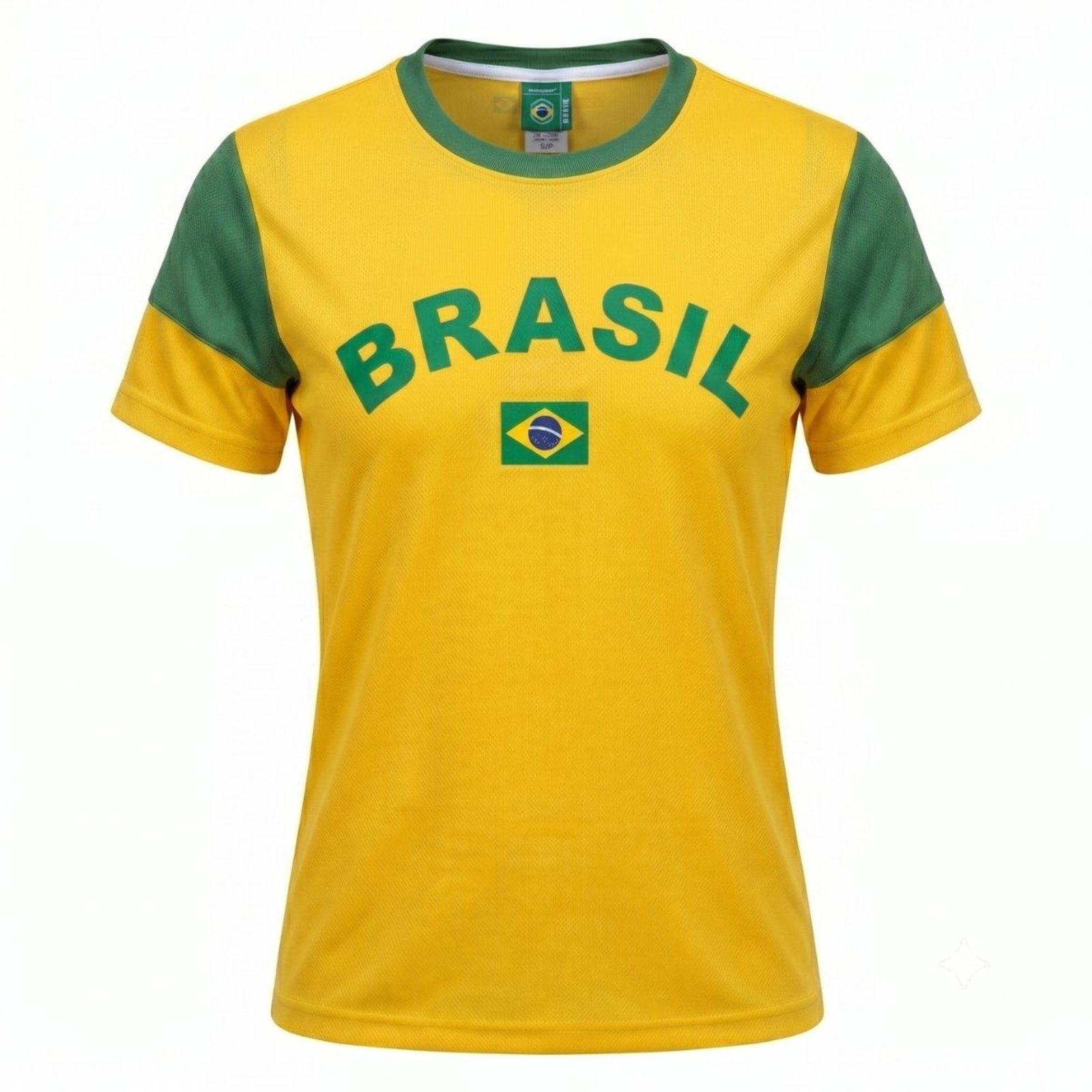 CAMISETA BRASIL MODELO DENGO PARA TORCEDOR FEMININO ADULTO AMARELO