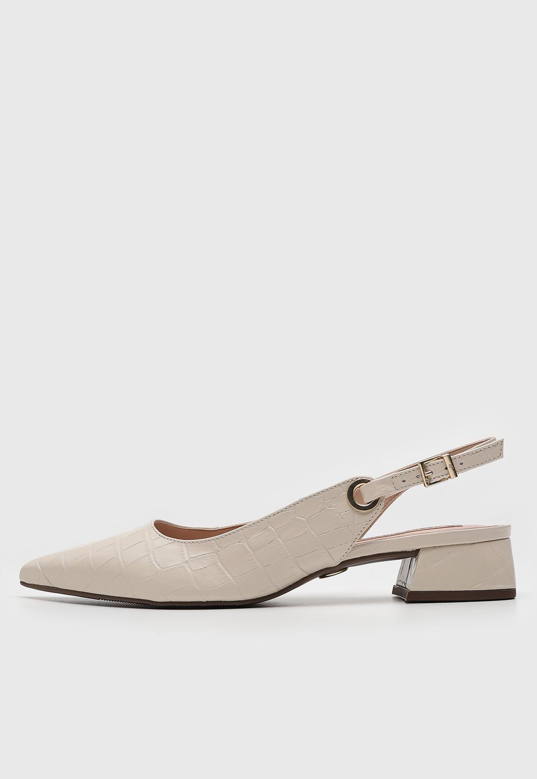 Scarpin Feminino Jorge Bischoff Textura Croco Slingback Off-White