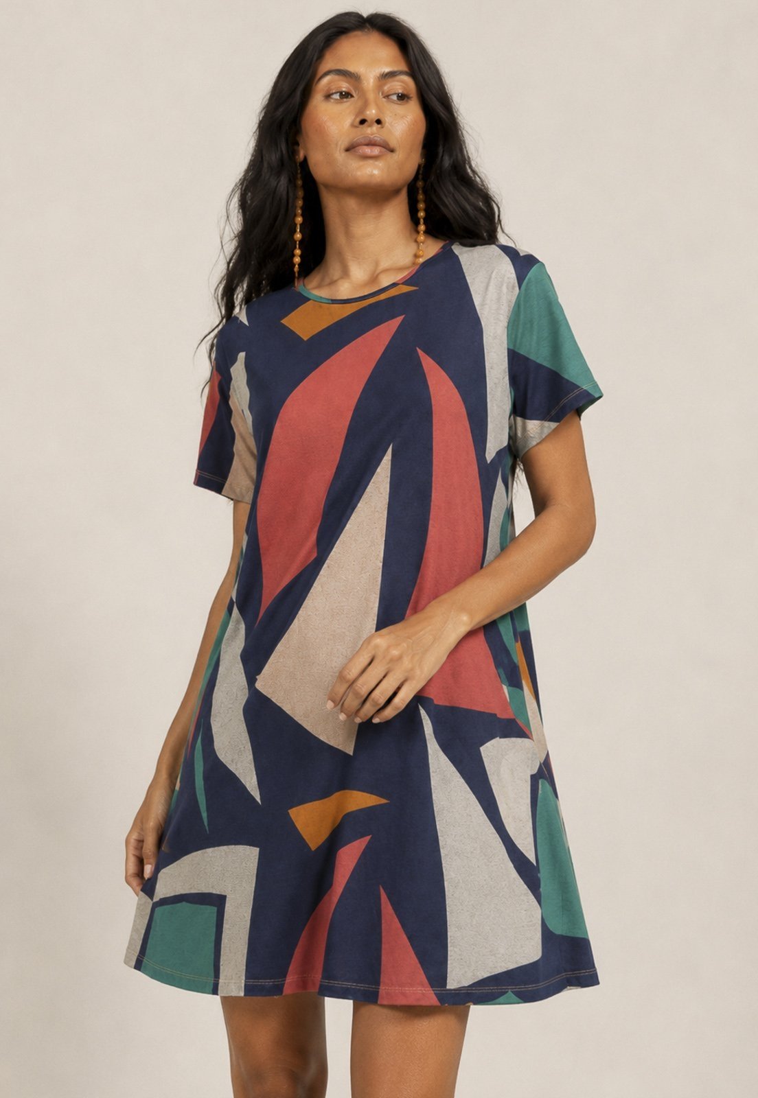 Vestido Amazonia Vital Amanayara Curto Malha Geometrias do Tempo