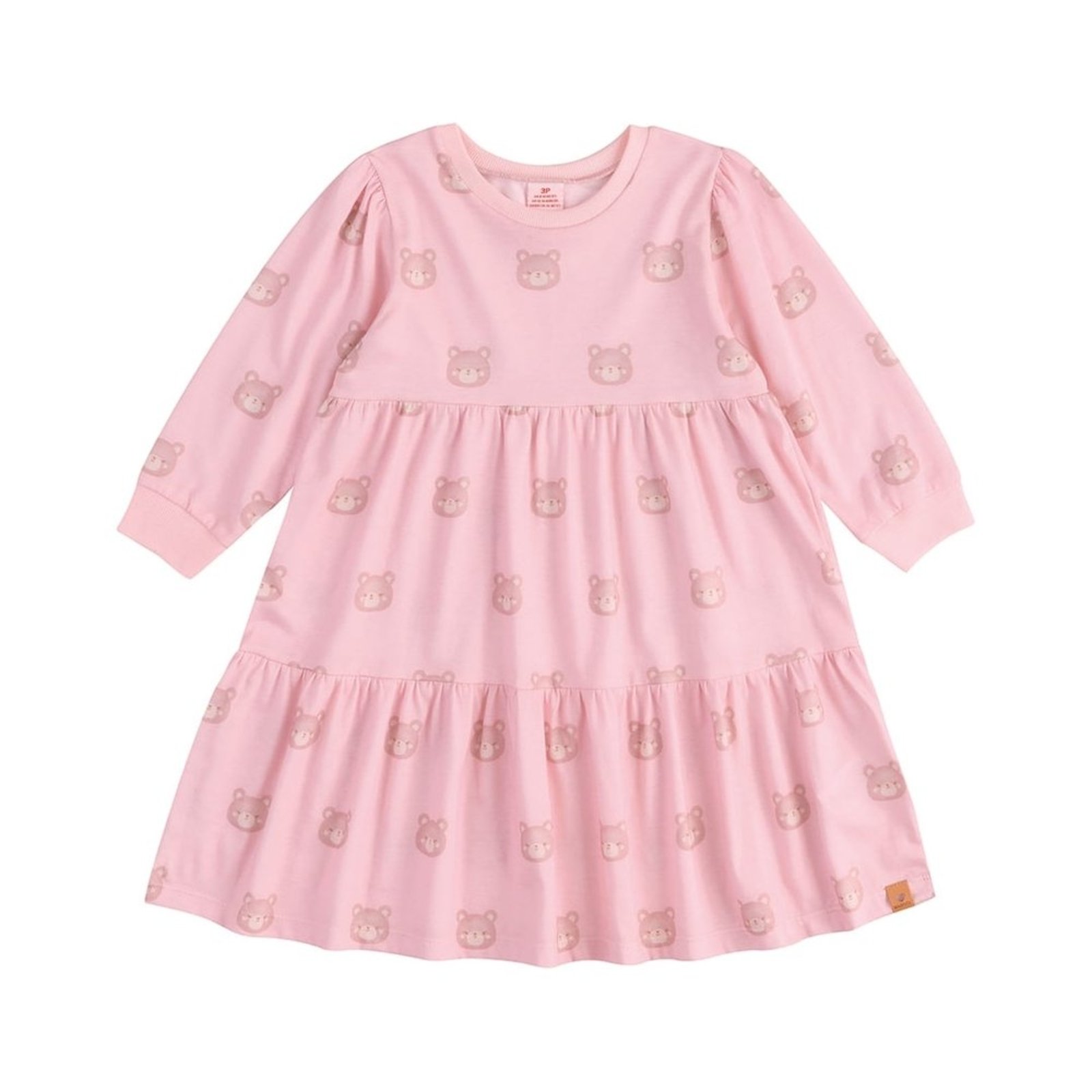 Infantil - Vestido Curto Manga Longa Ursinho Menina Marisol