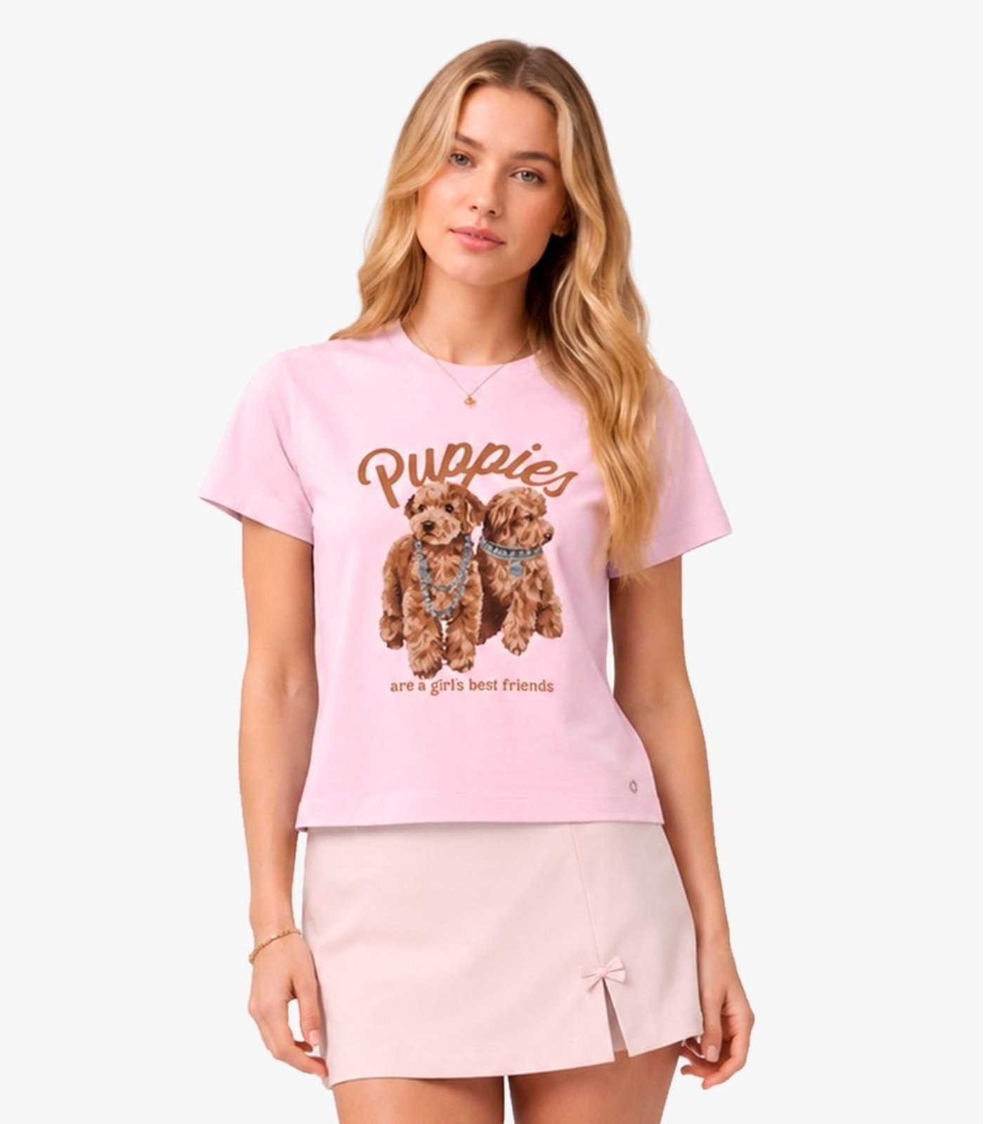 Infantil - T Shirt Feminina Com Rebite Minty Rosa