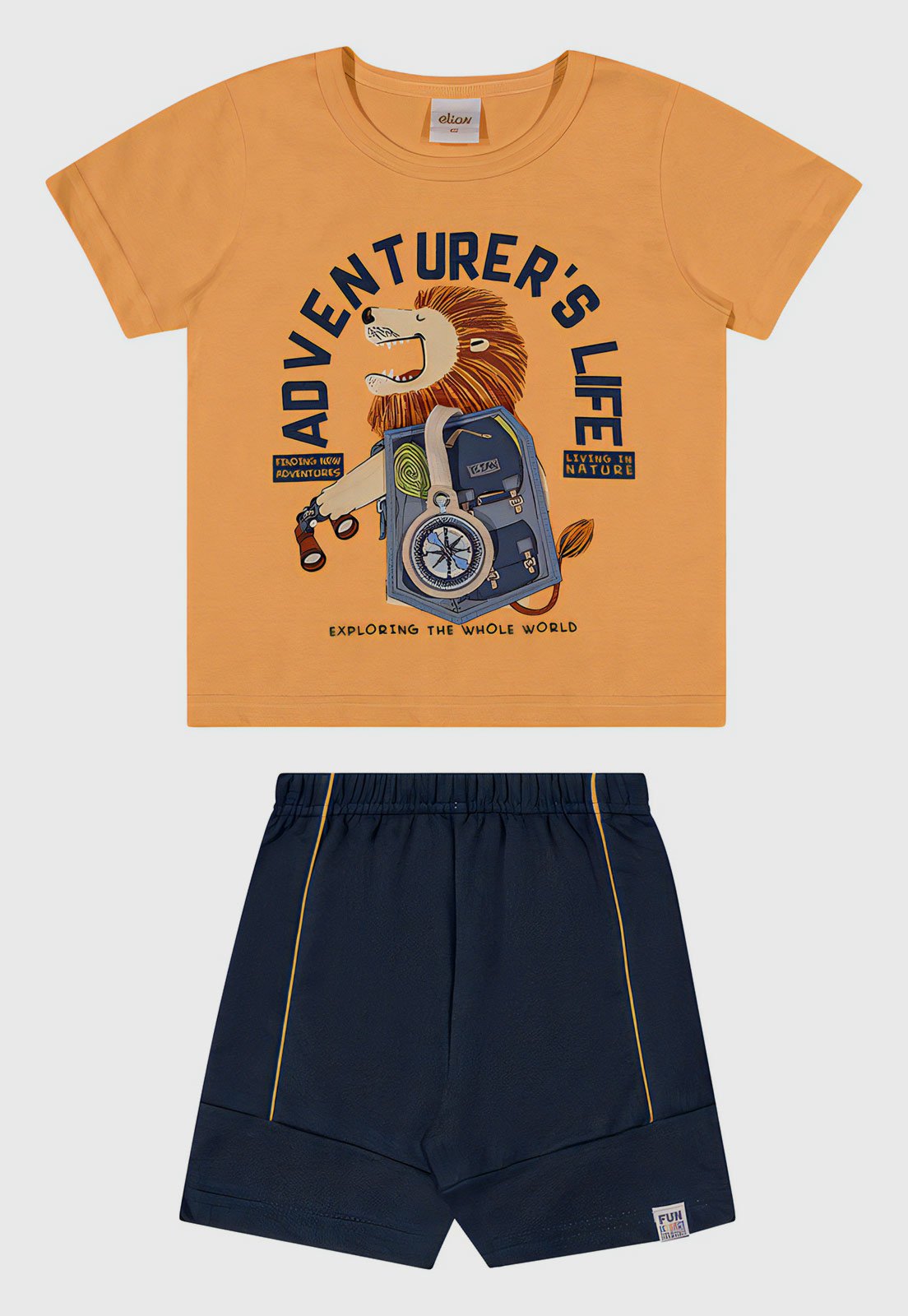 Infantil – Conjunto 2pçs Manga Curta Elian Camiseta E Bermuda Laranja