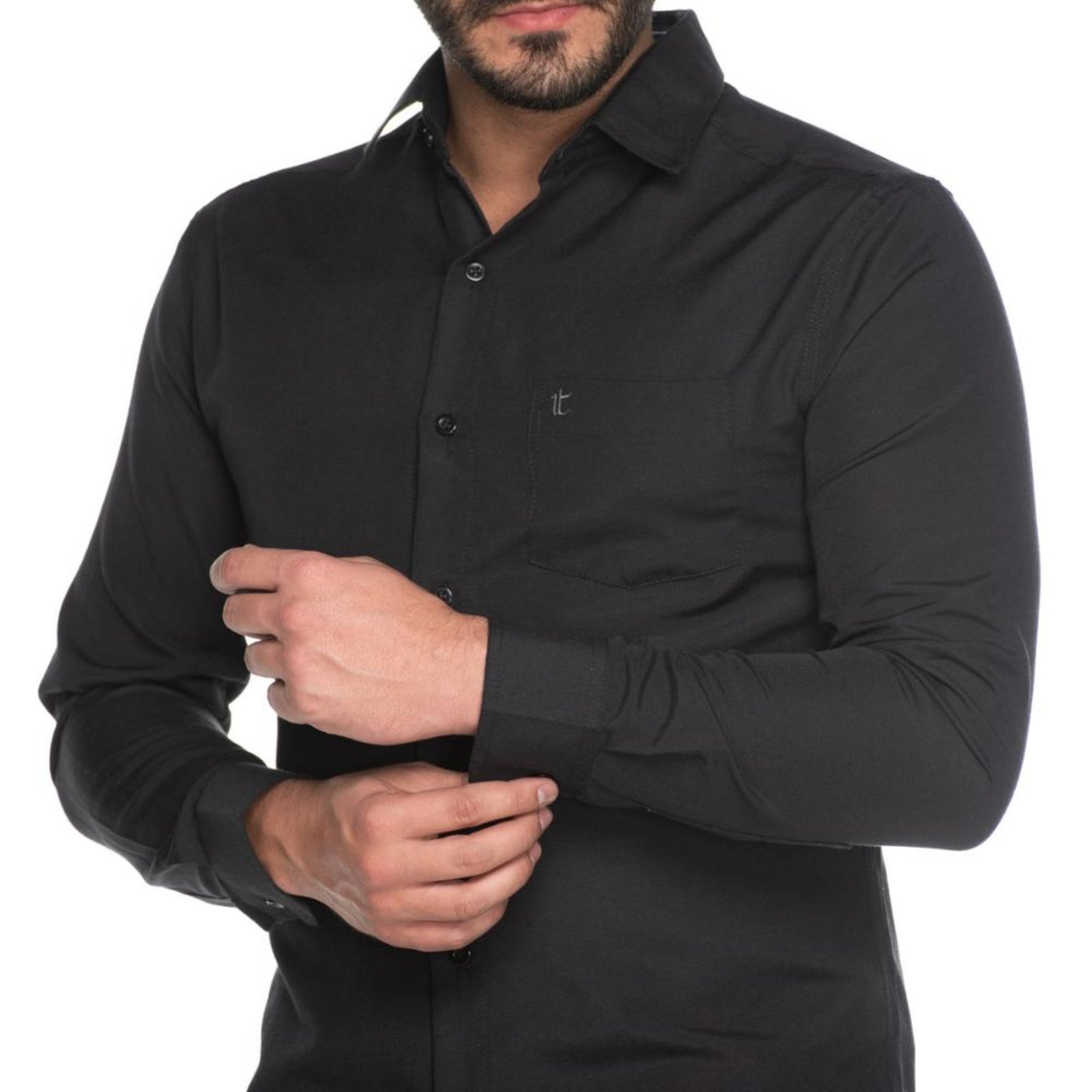 Vista 3 Camisa Social Masculina Teodoro Manga Longa Slim Fit Casual Amarelo G vermelho vermelho