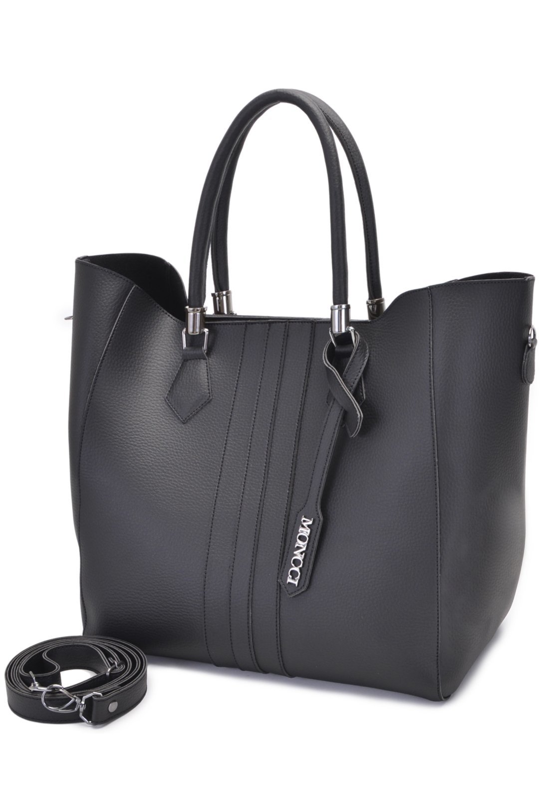 Bolsa Sacola Transversal Grande Moncci Preta