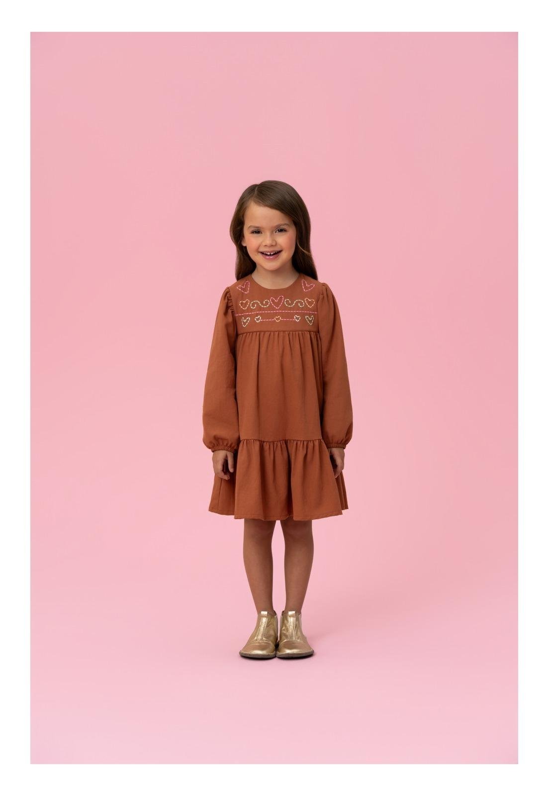 Infantil - Vestido Bordado Mon Sucré 1 Marrom