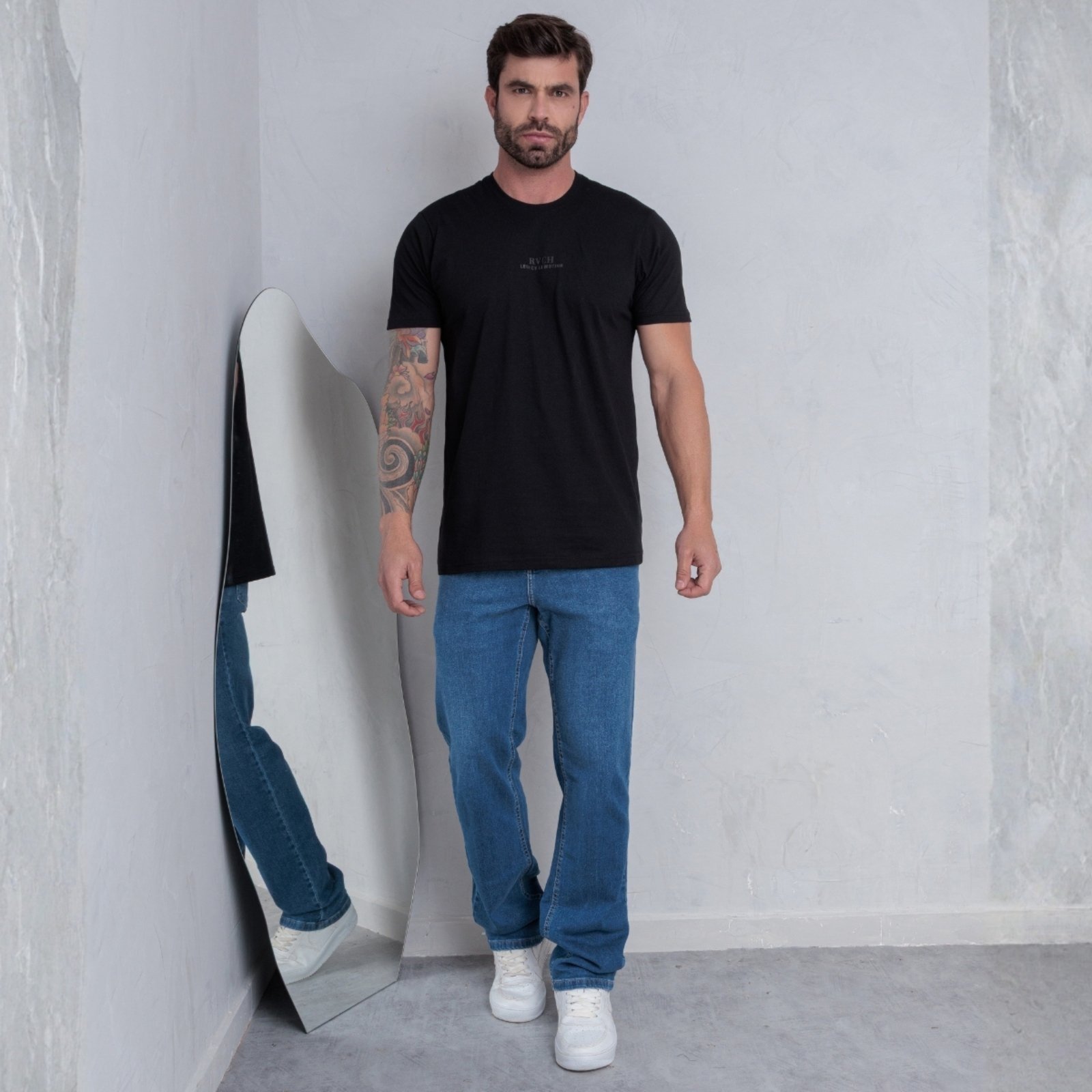Vista 3 Camiseta Estampada Masculino Revanche Cízico preto Revanche preto