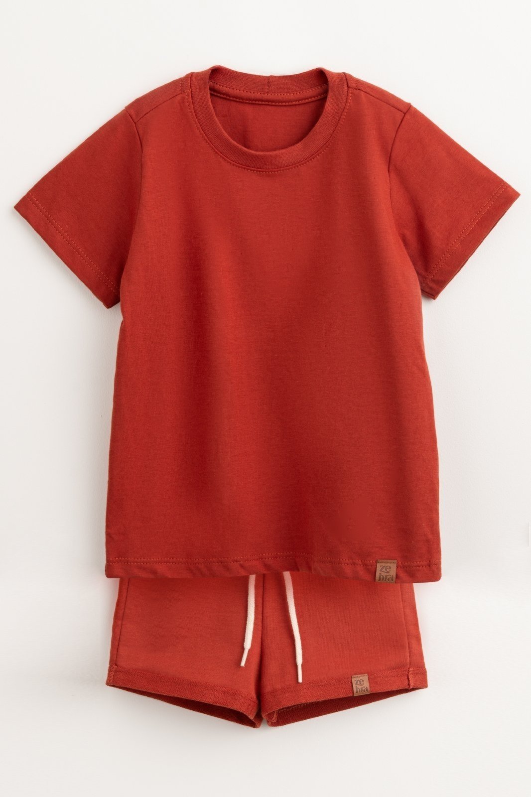 Infantil - Conjunto Unissex Com Camiseta e Short Vermelho Zebra&Friends