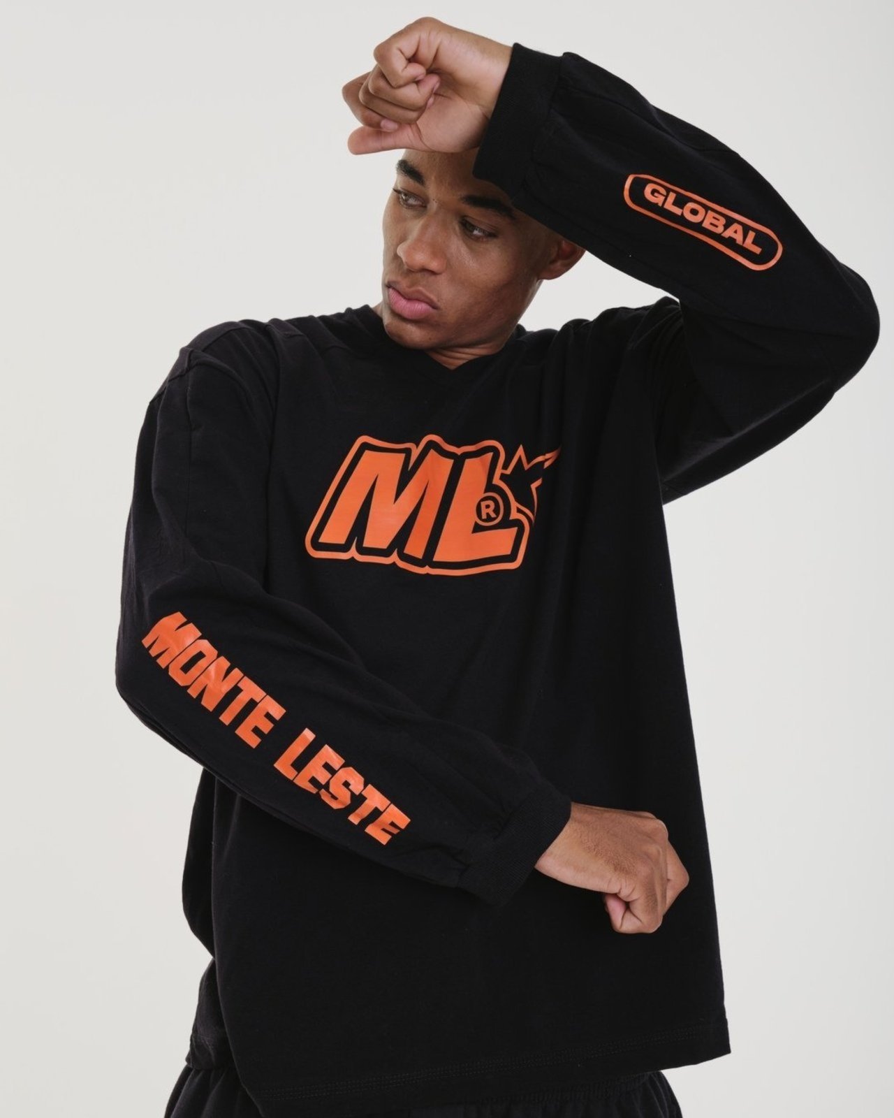 Camiseta Jersey Manga Longa Oversized - Global Preto