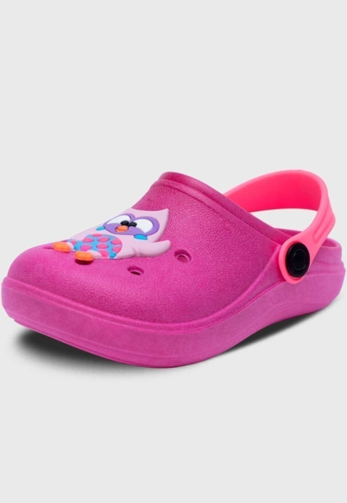 Vista 2 Infantil - Babuche Pópidi Menina Coruja pink Pópidí pink