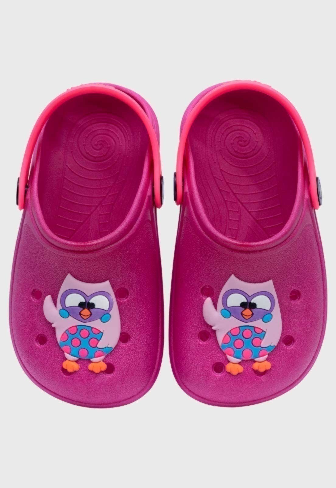 Vista 3 Infantil - Babuche Pópidi Menina Coruja pink Pópidí pink