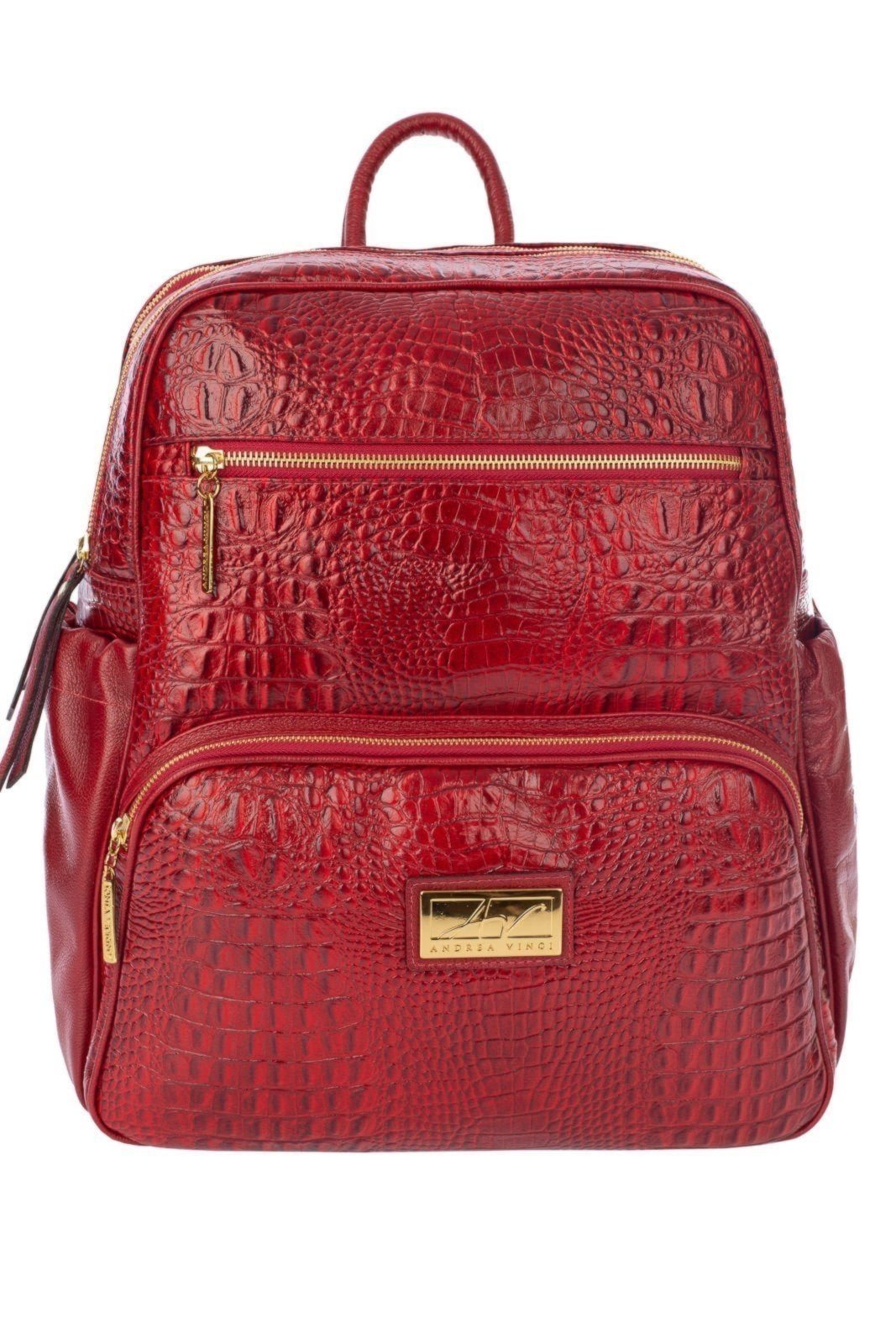 Mochila grande de couro croco Zooey – Vermelho