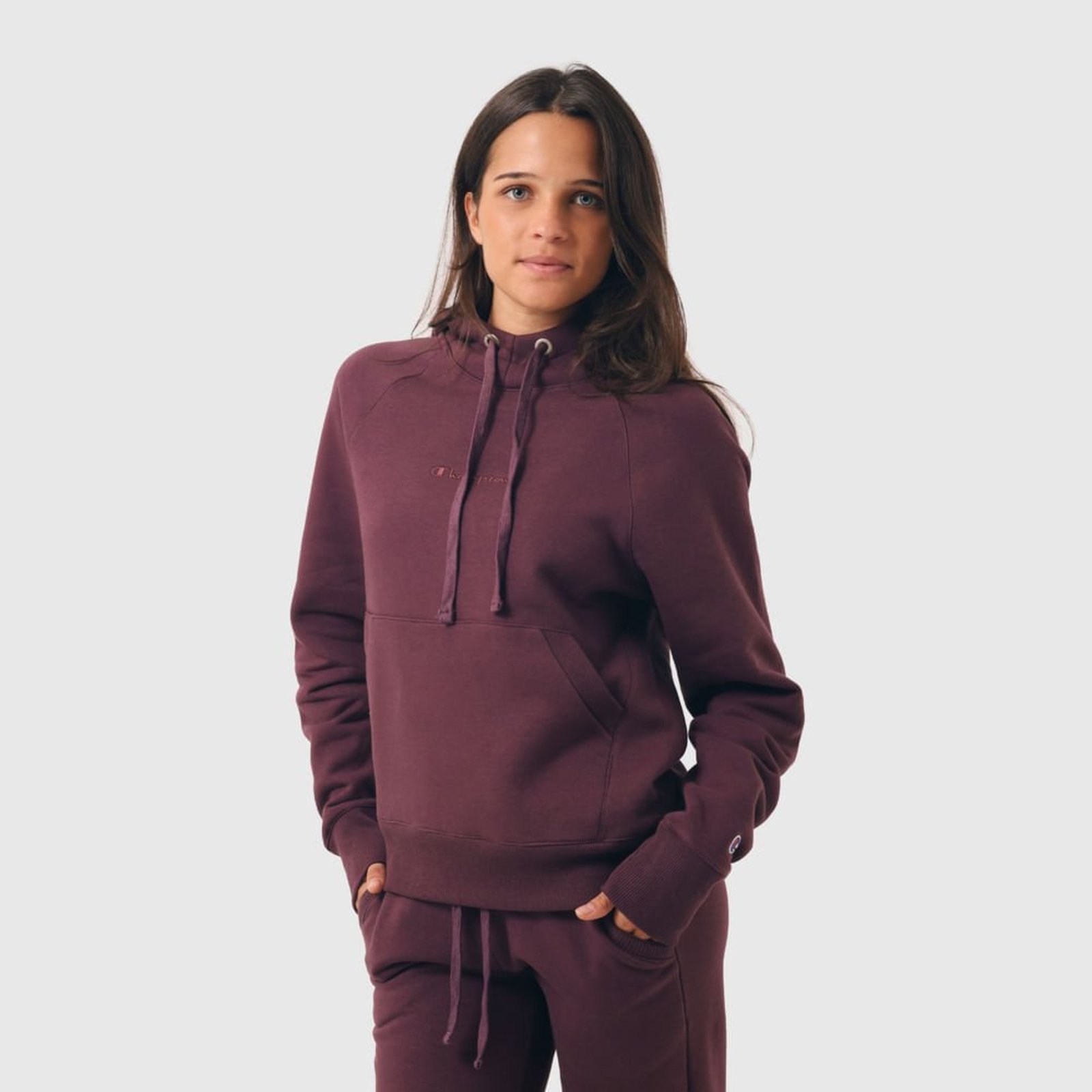 Moletom Champion Athletic Wmns Hoodie Raglan Mini Script Tonal Emb.