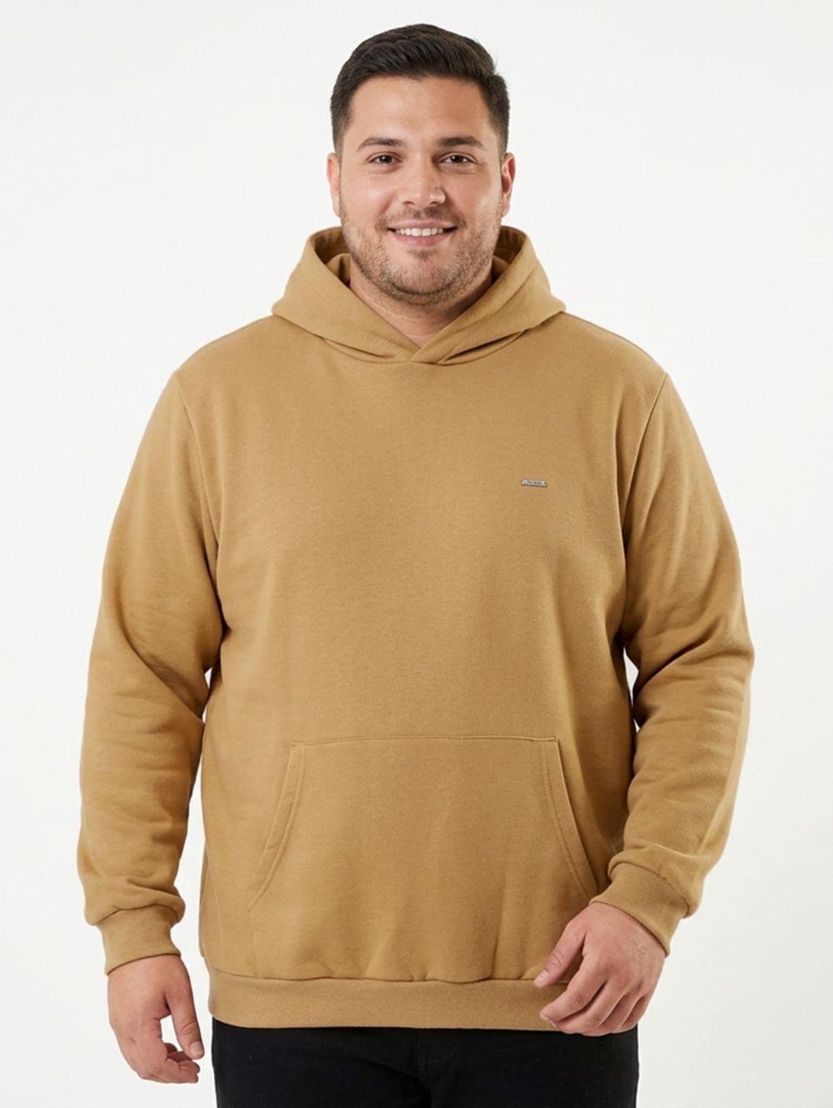 Moletom Canguru Com Capuz Plus Size Masculino CARAMELO