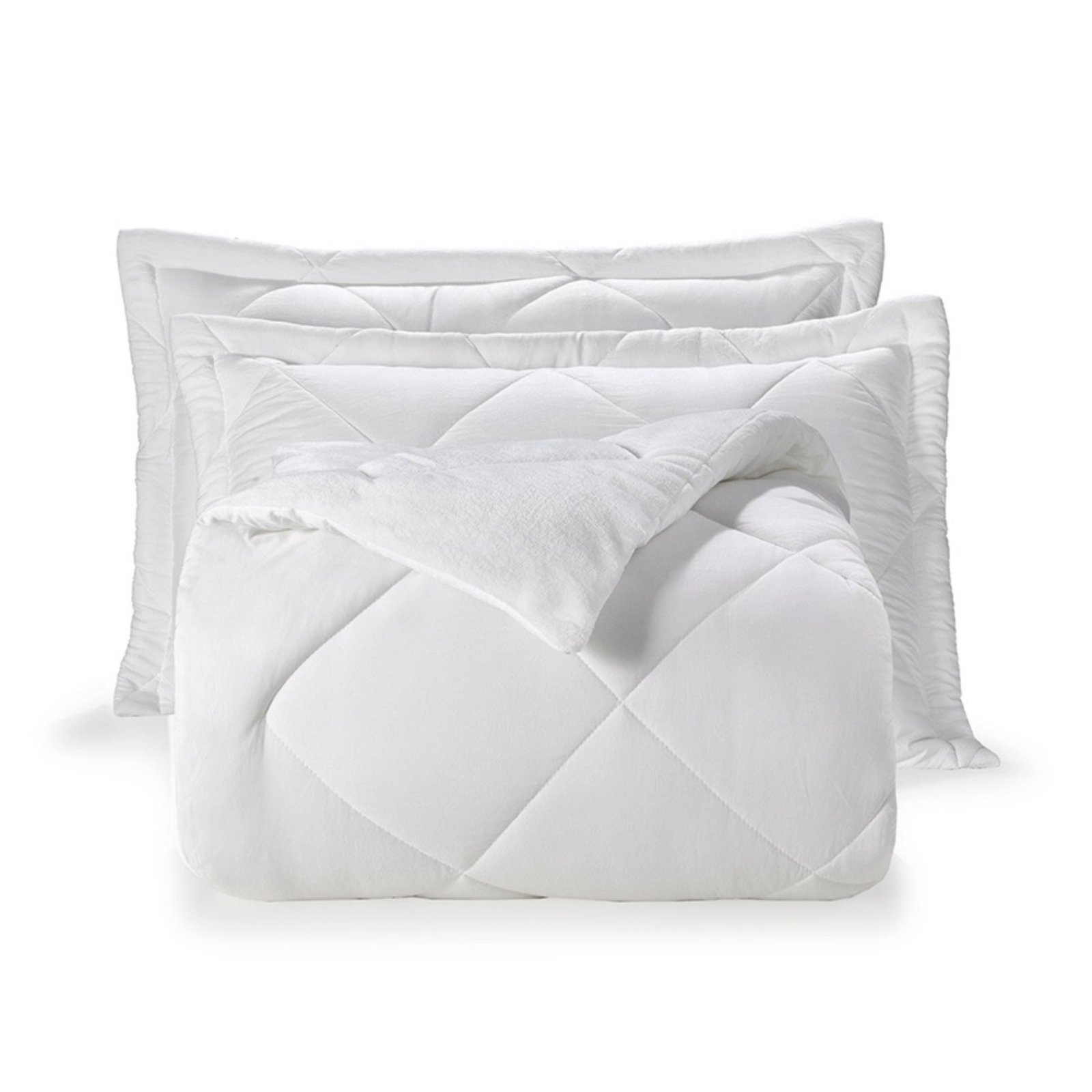 Kit Edredom Queen Dupla Face Fleece Dohler Collin Branco