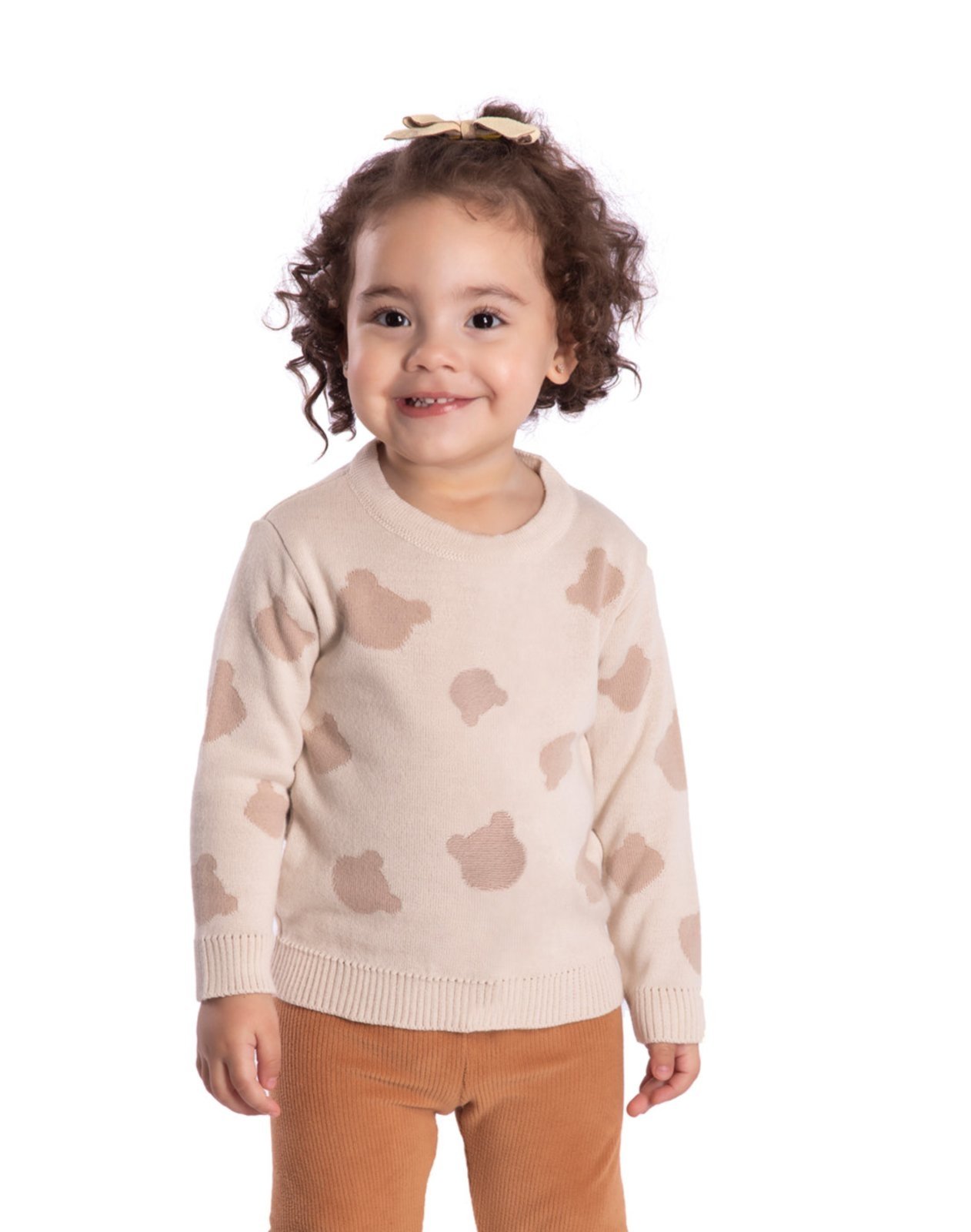 Infantil - Casaco tricô ursinho bege