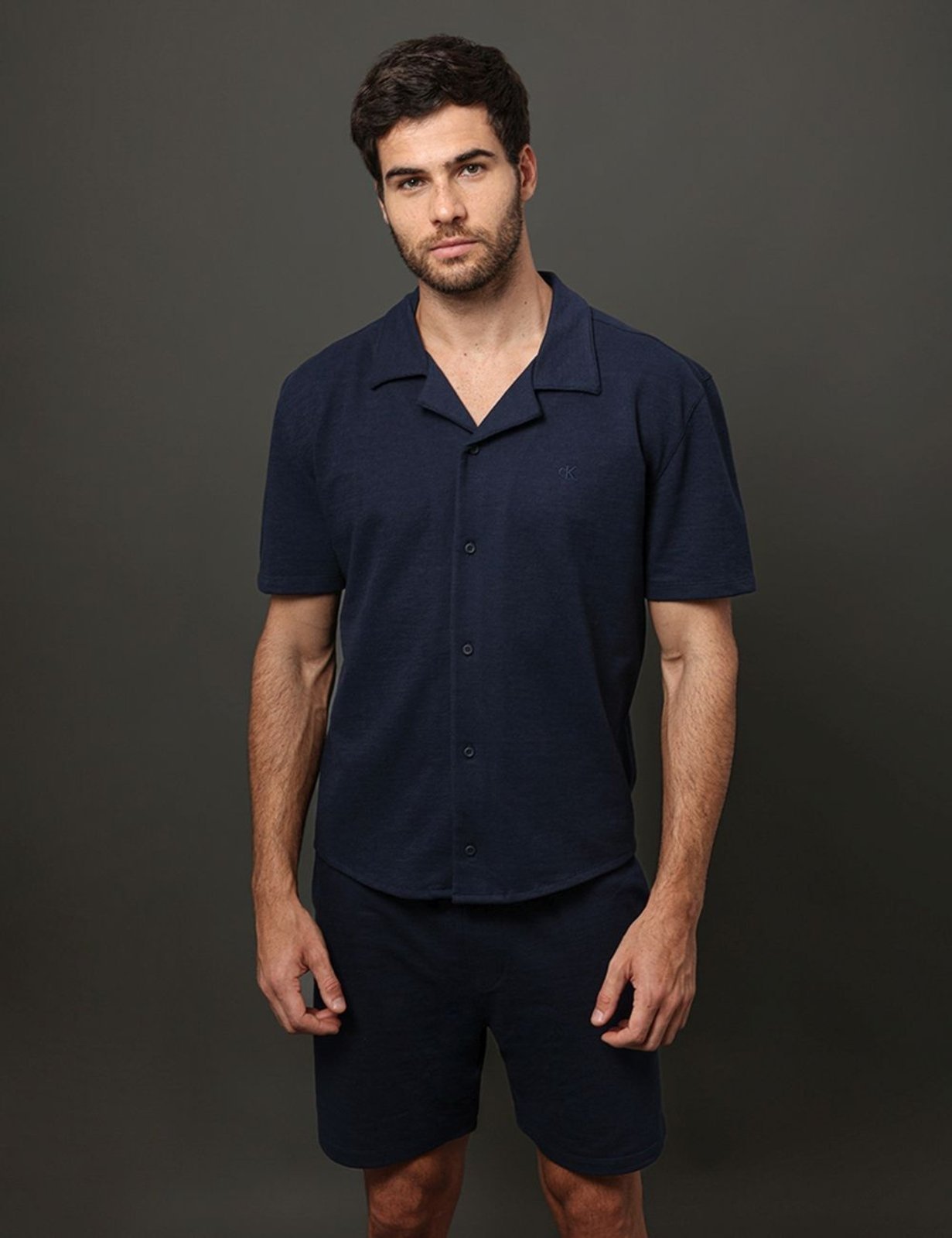 Vista 2 Camisa Masculina Soft Gola Cubana Calvin Klein Jeans - Marinho azul marinho Calvin Klein Jeans azul marinho