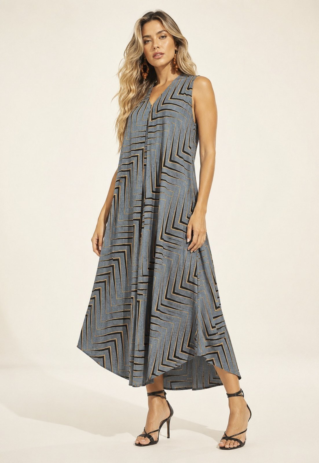 Vestido Longo Cabanafree Acará Malha Estampa Murici