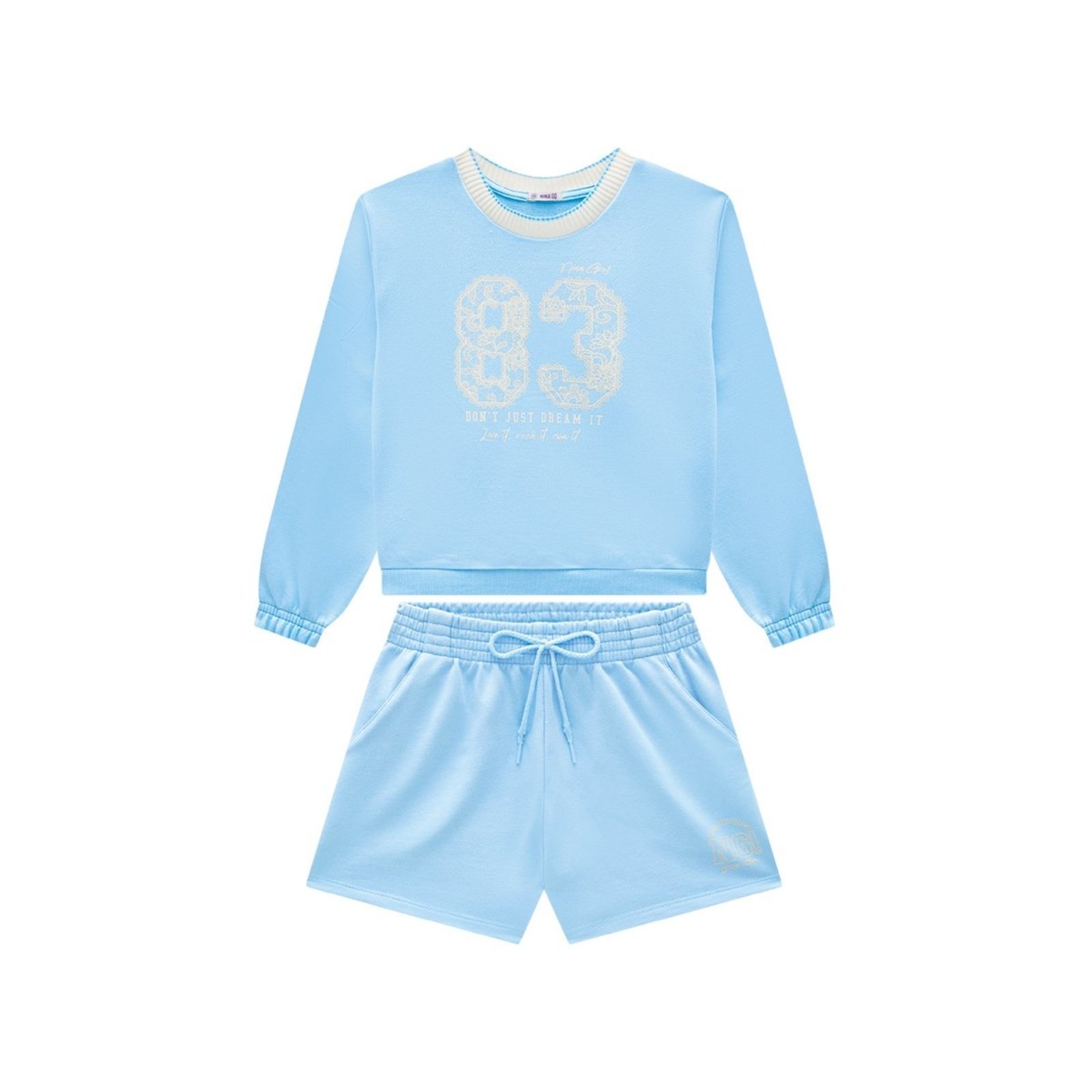 Infantil - Conjunto Menina com Blusão e Short em Moletinho