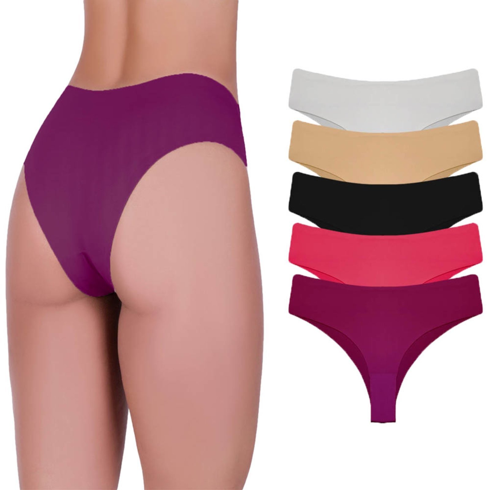 Kit 5 Calcinhas Tanga Corte A Laser Microfibra Sortida Colorido