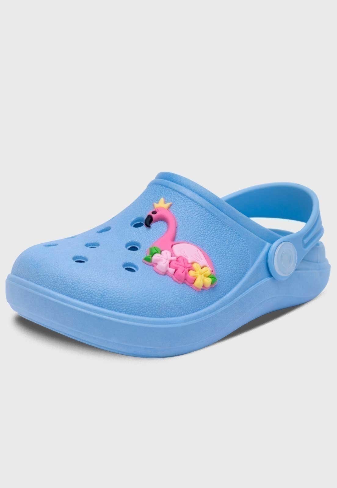 Infantil – Babuche Feminino Popidi Menina Flamingo Azul