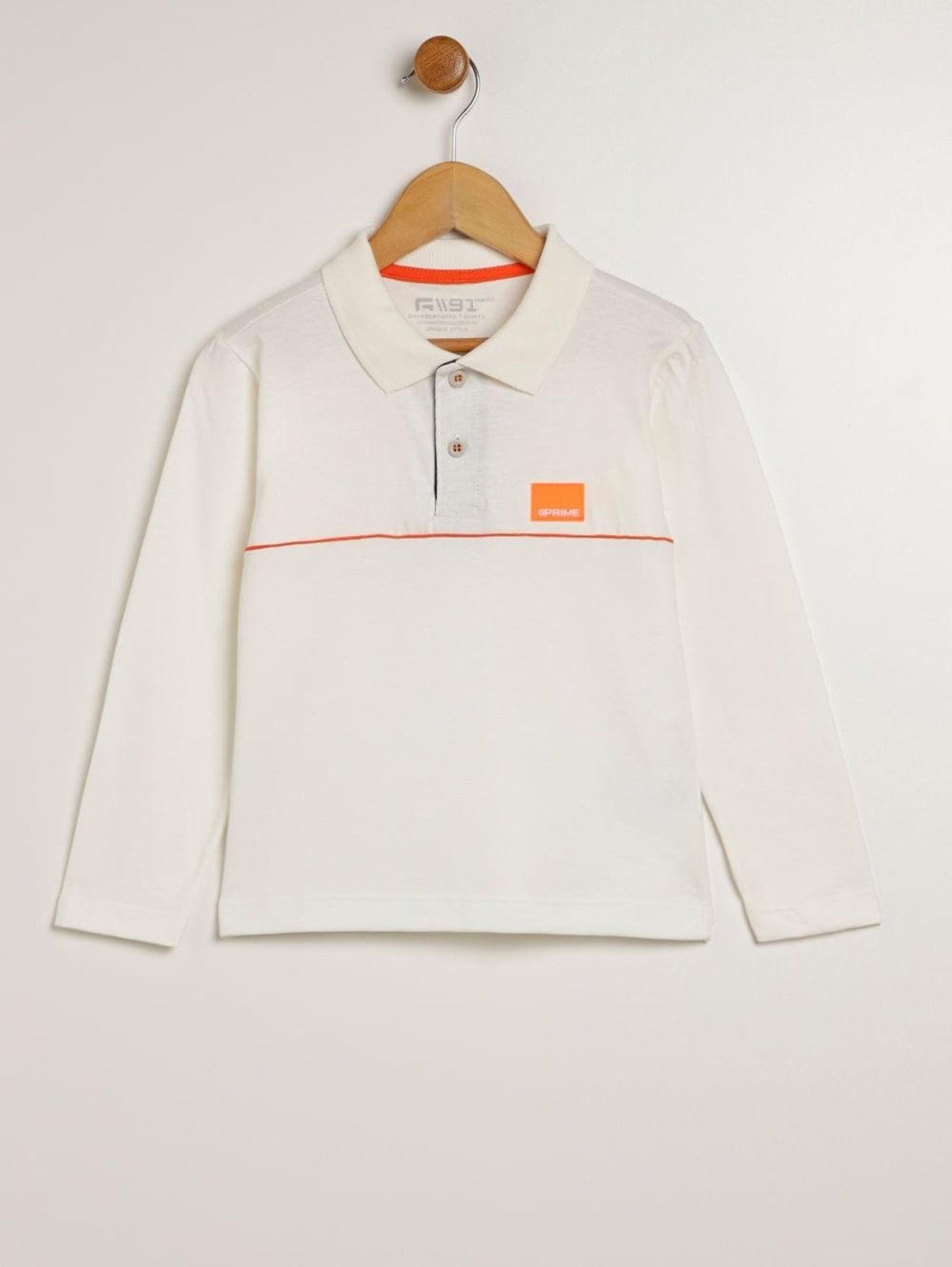 Infantil - Polo Manga Longa Para Menino - OFF WHITE