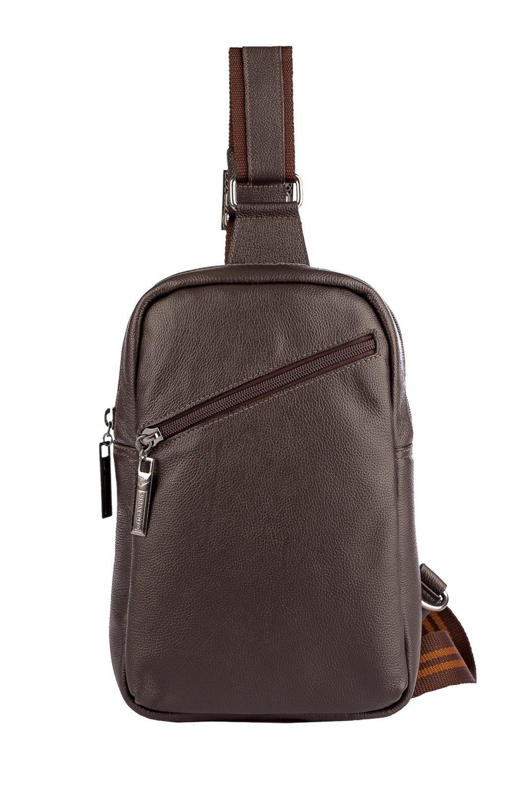 Mini mochila transversal de couro Eric - Café