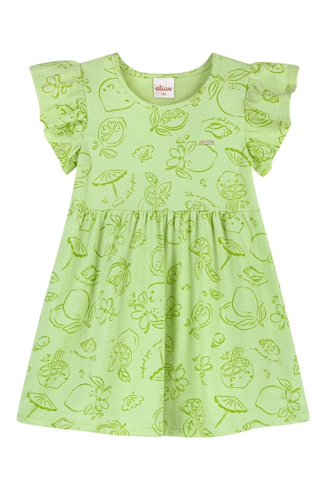 Infantil - Vestido Menina Estampa Frutas Elian Verde