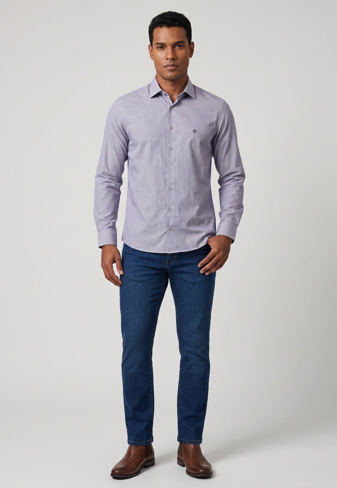 Camisa Masculina Dudalina Listrada Azul