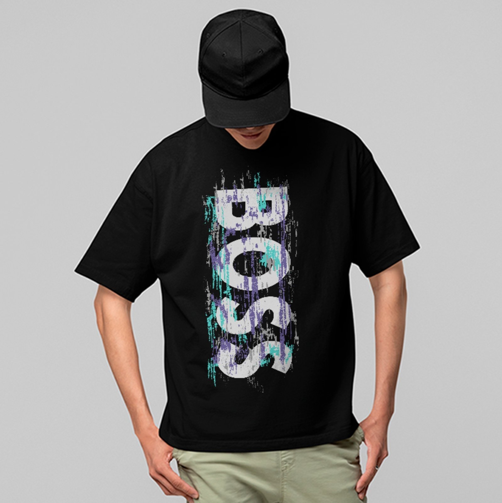 Camiseta Oversized Boss Fashion Casual Premium Preto