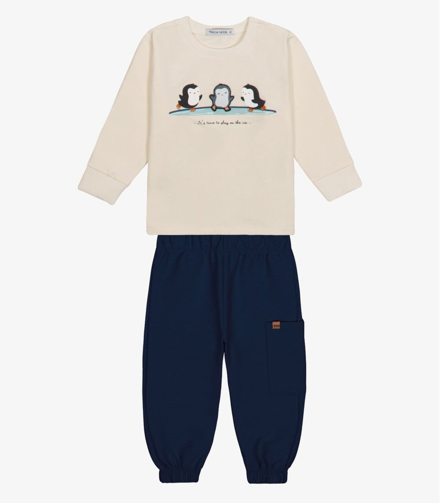 Infantil - Conjunto Camiseta Com Calça Menino Trick Nick Bege