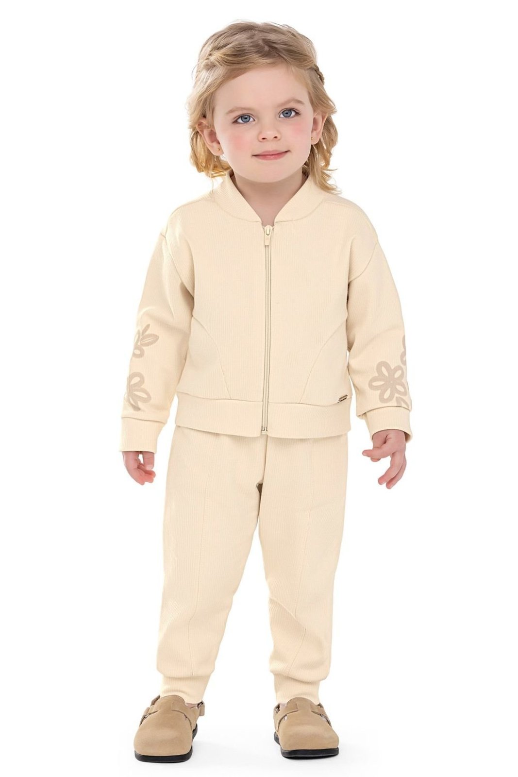 Infantil - Conjunto Longo Menina Canelado Colorittá Bege