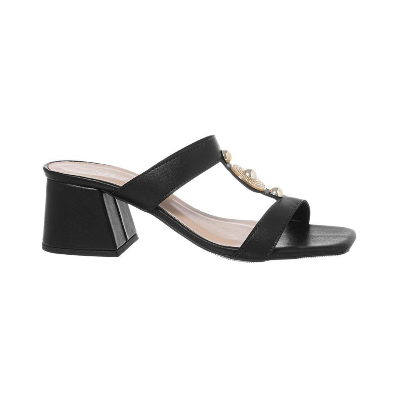 Vista 3 Tamanco Feminino Salto Grosso Bloco Médio Social Casual Moda Stessy Shoes preto Stessy Shoes preto