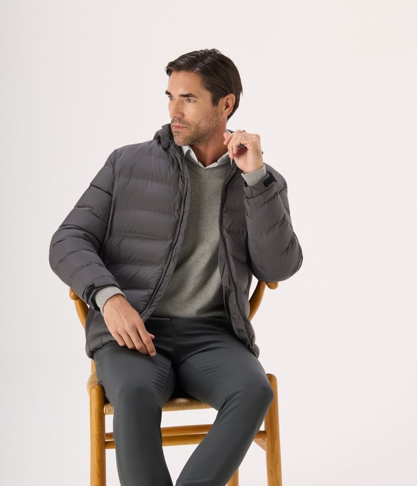 Jaqueta Makenji Puffer Com Capuz Removivel Masculina Cinza Grafite