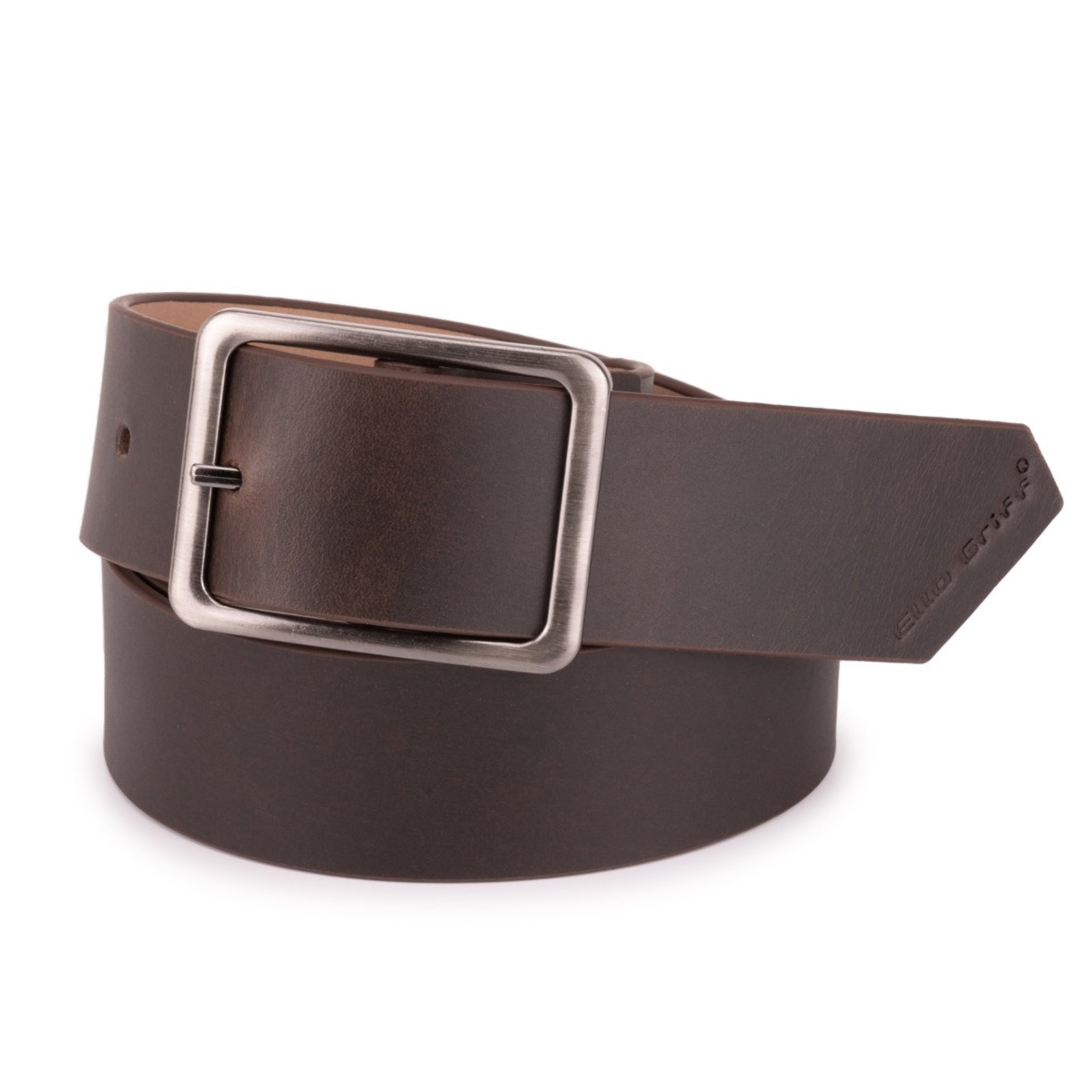 Cinto Ello Griff Esporte Fino 100% Couro 4cm Fivela Escovada Ello Griff Marrom-escuro