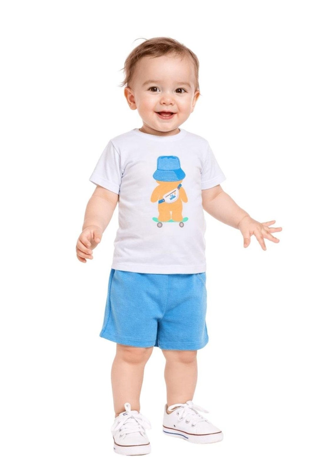 Infantil - Conjunto Menino Viagem ao Chile Alphabeto Azul Branco