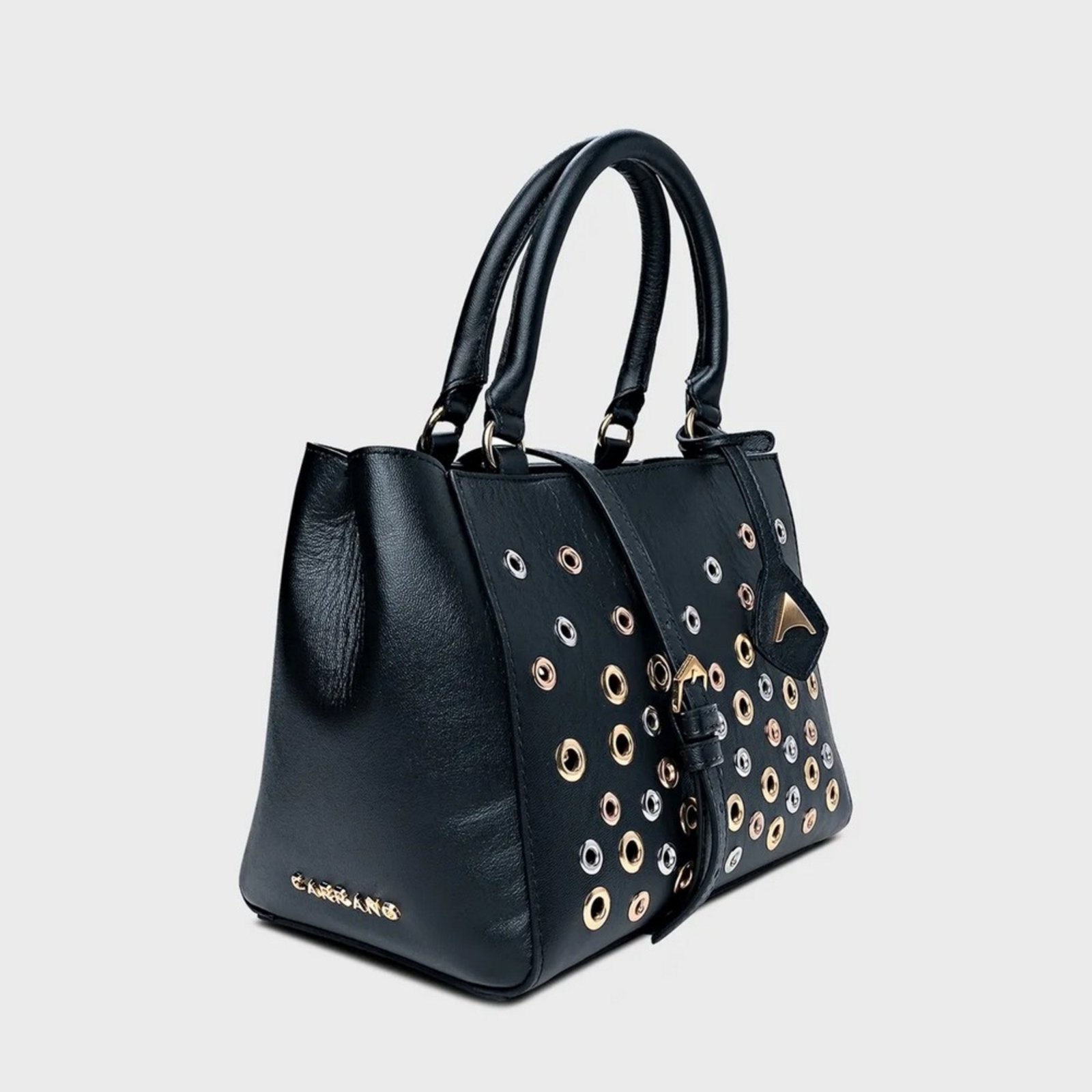 Vista 3 Bolsa Tote Ilhós Carrano 800809 preto preto