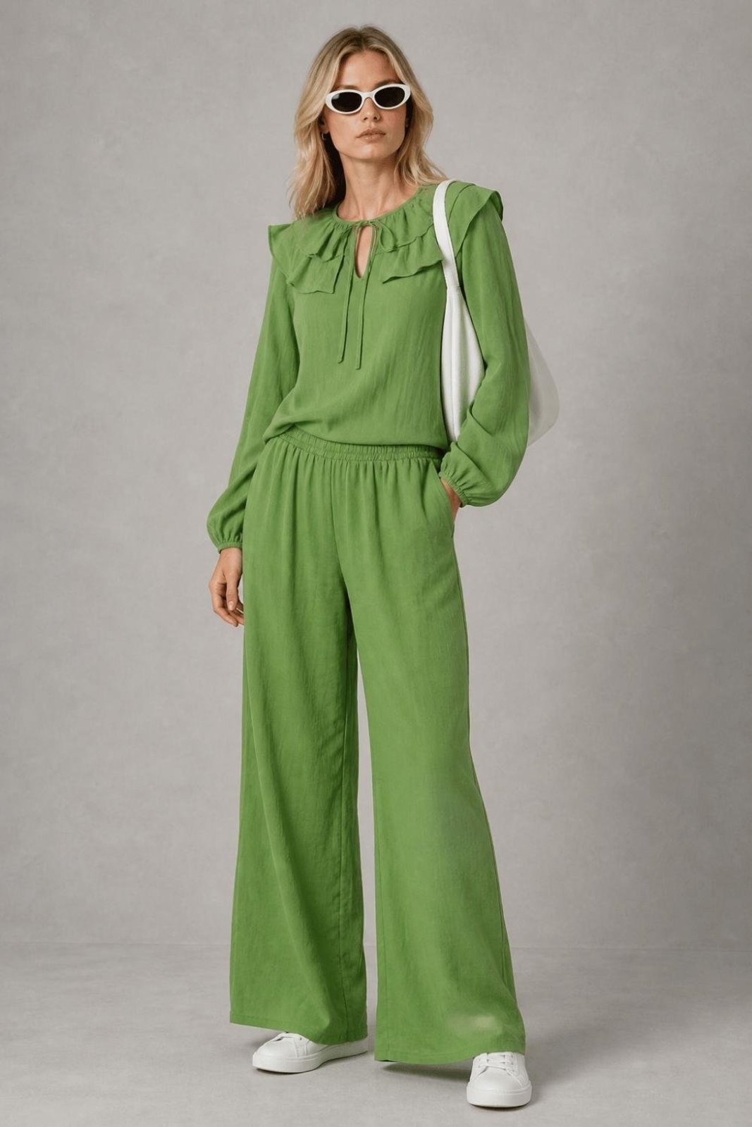 Conjunto Calça e Blusa com badado Verde
