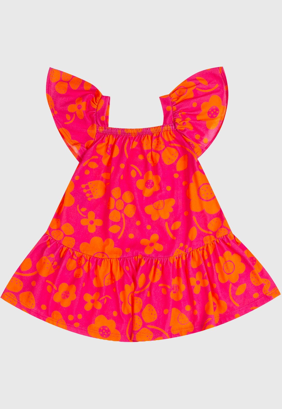 Infantil - Vestido Kyly Floral Manga Curta Rosa