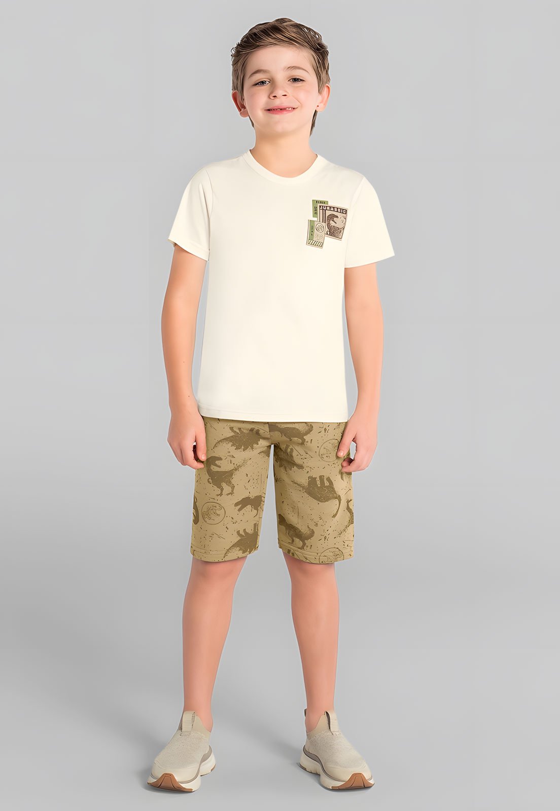 Infantil - Conjunto Curto Brandili Estampado Off-White
