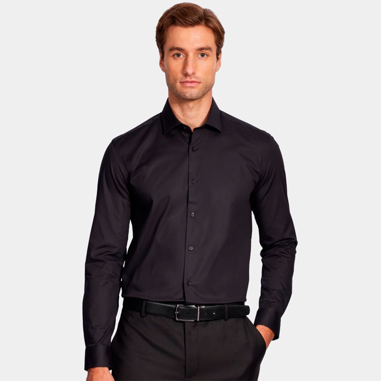 Camisa Aramis Slim Tricoline Stretch Pr26 Preto Masculino