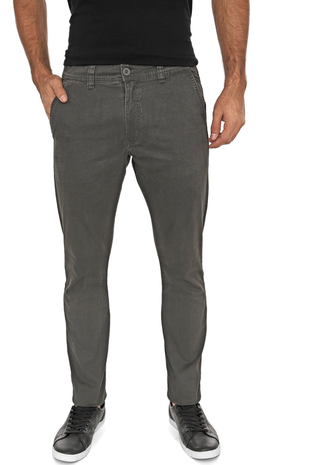 Calça Sarja Conforto Slim Fit Insert Cinza