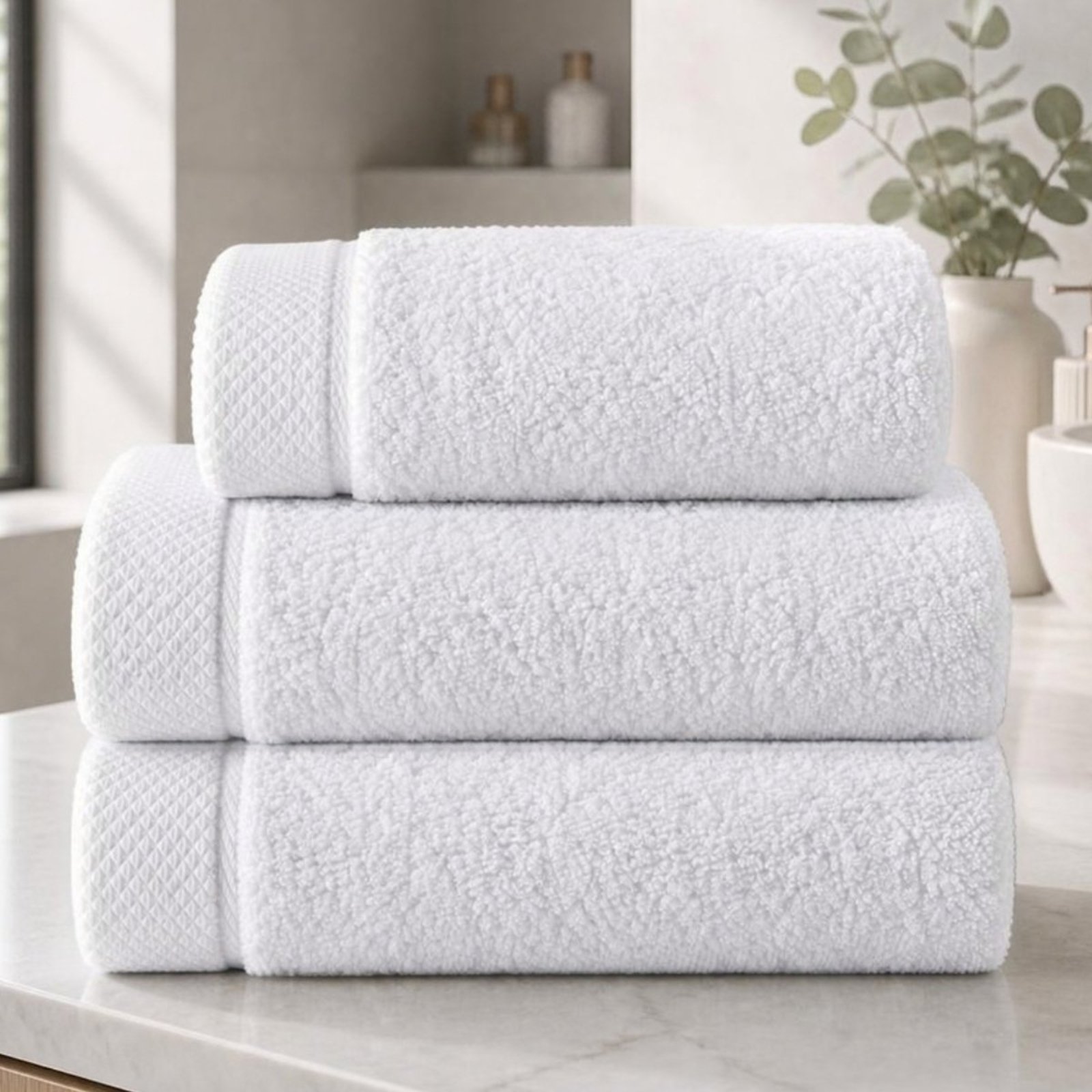 Jogo 3 Toalha Banhão Rosto Kacyumara Algodão Macia Star Cotton Branco