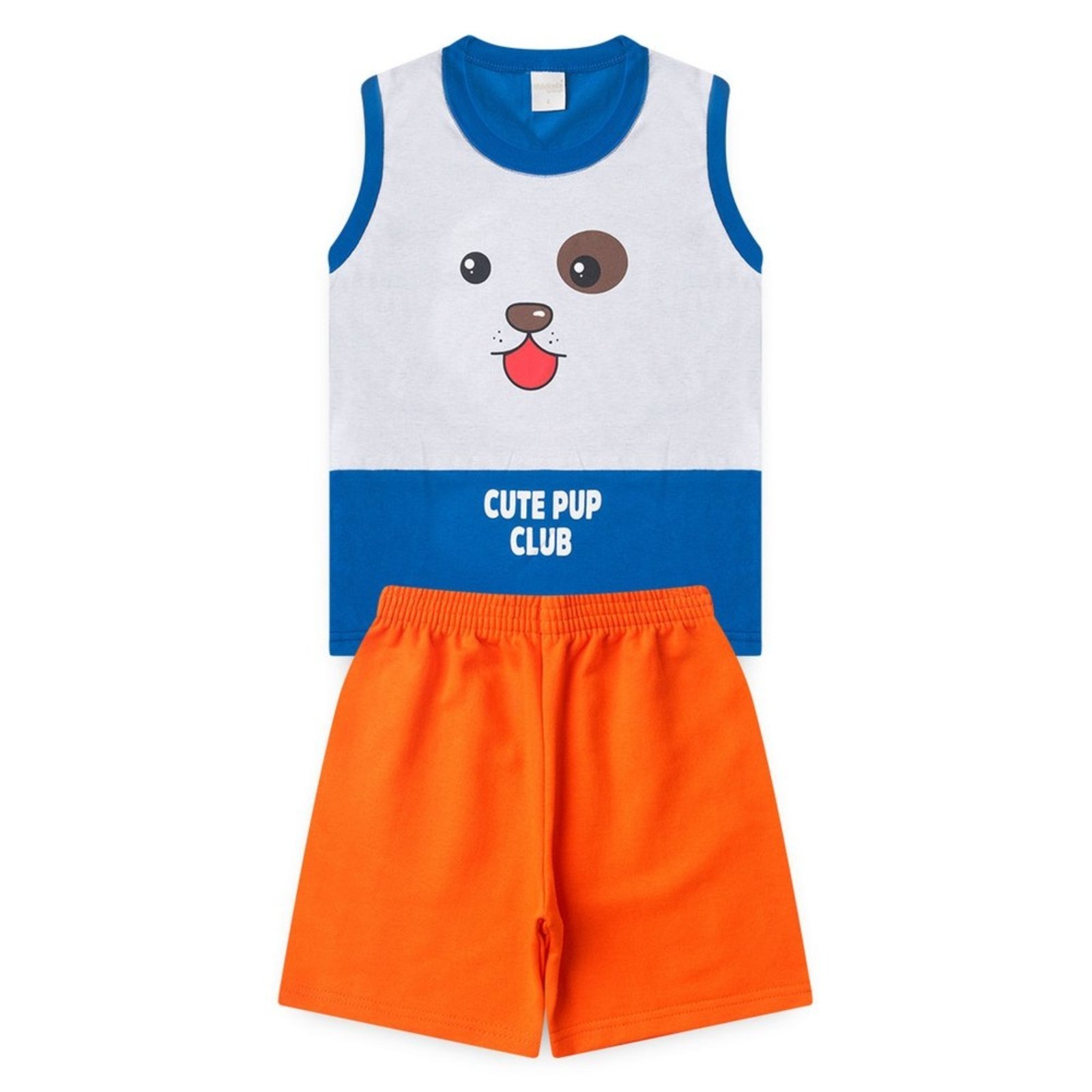 Vista 3 Infantil - Conjunto Verão Menino Royal Regata com Recorte e Bermuda Cachorrinho Molekada azul royal Molekada azul royal
