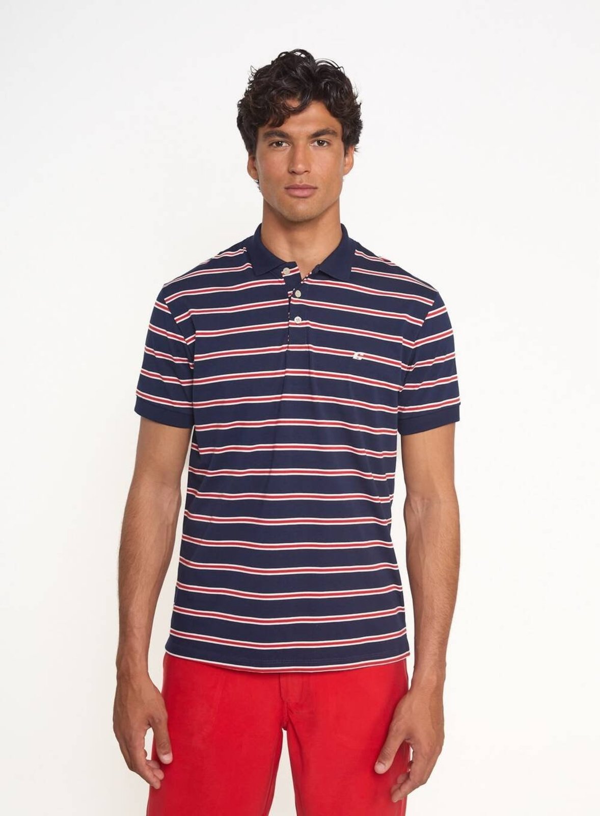 Polo Listrado Colcci Azul/Vermelho