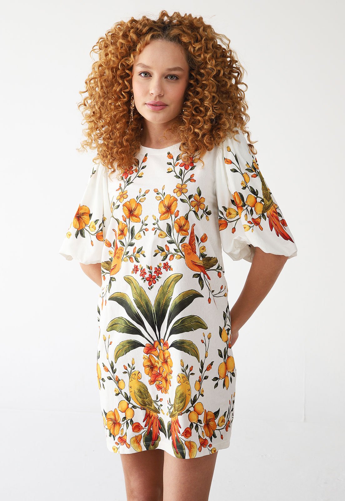 Vestido FARM Curto Tshirt Mg Fofa Bosque Chic Branco