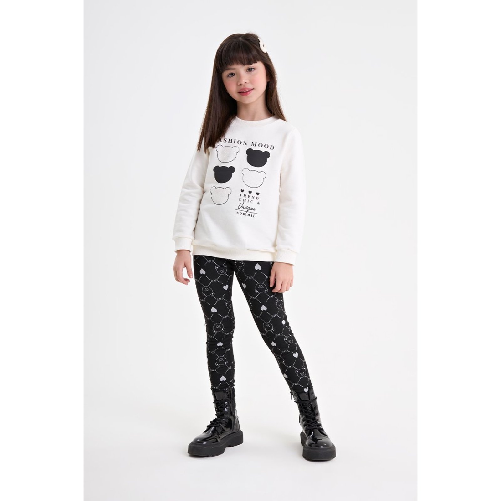 Infantil - Conjunto Feminino Blusão e Legging em Jacquard