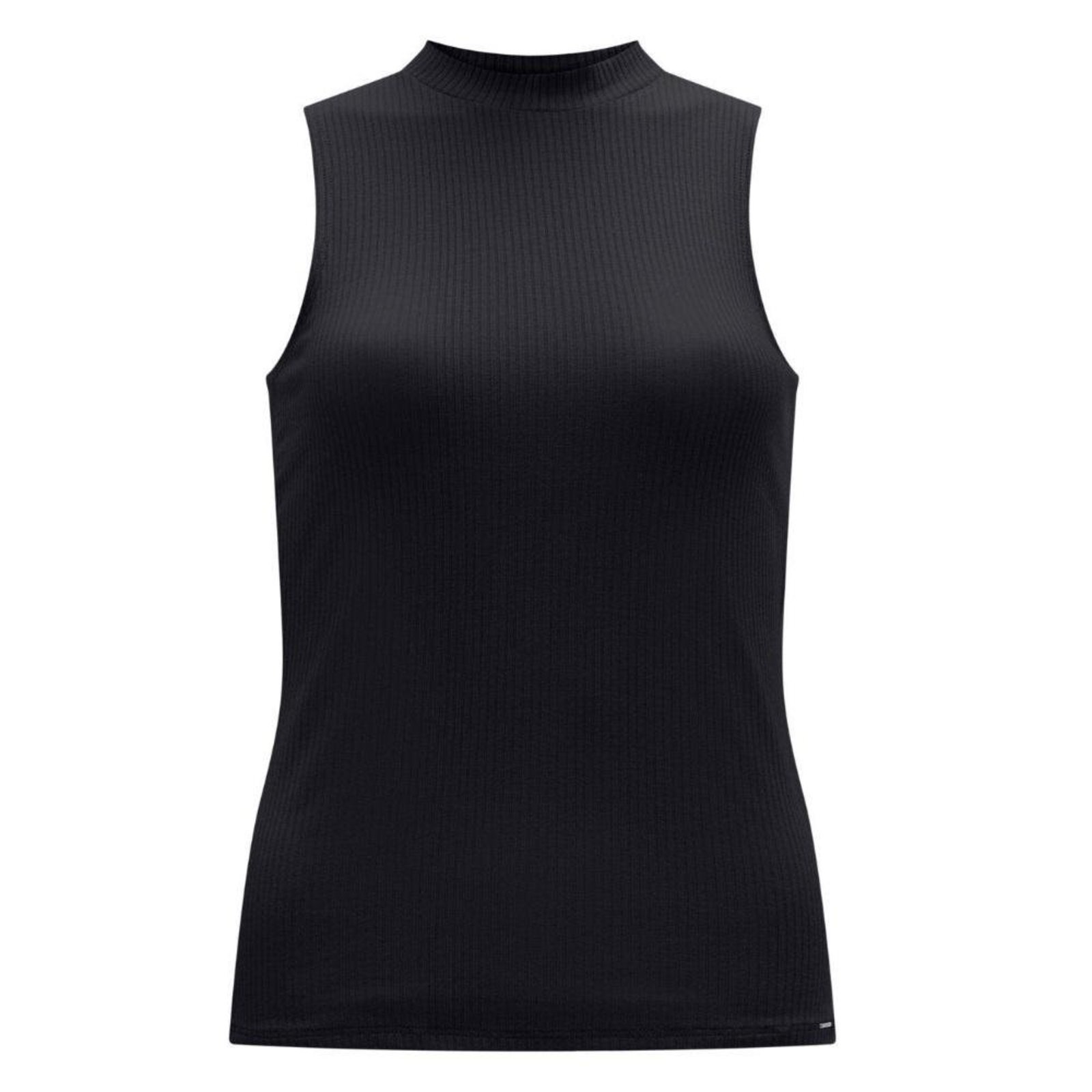 Blusa Regata Canelada Básica Feminina Lunender 00361 Preta