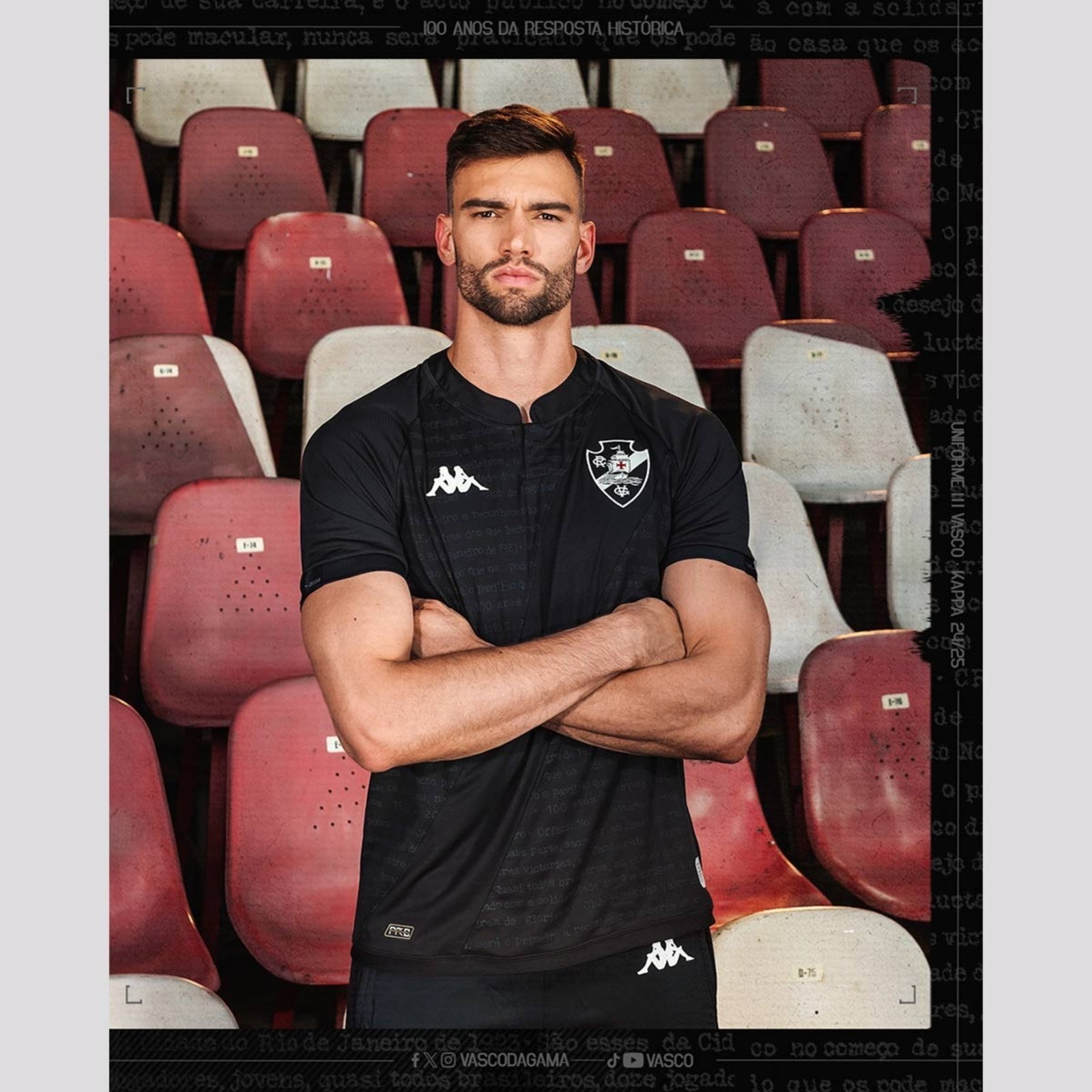 Camisa Kappa Vasco III 2024 Preta