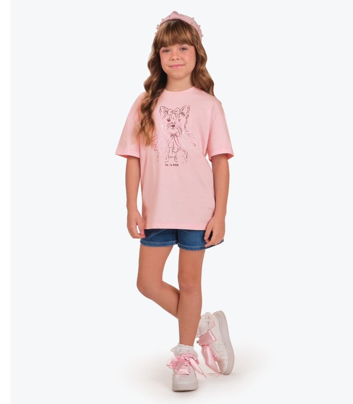 Infantil - Camiseta Feminina Estampa Foil Trick Nick Rosa