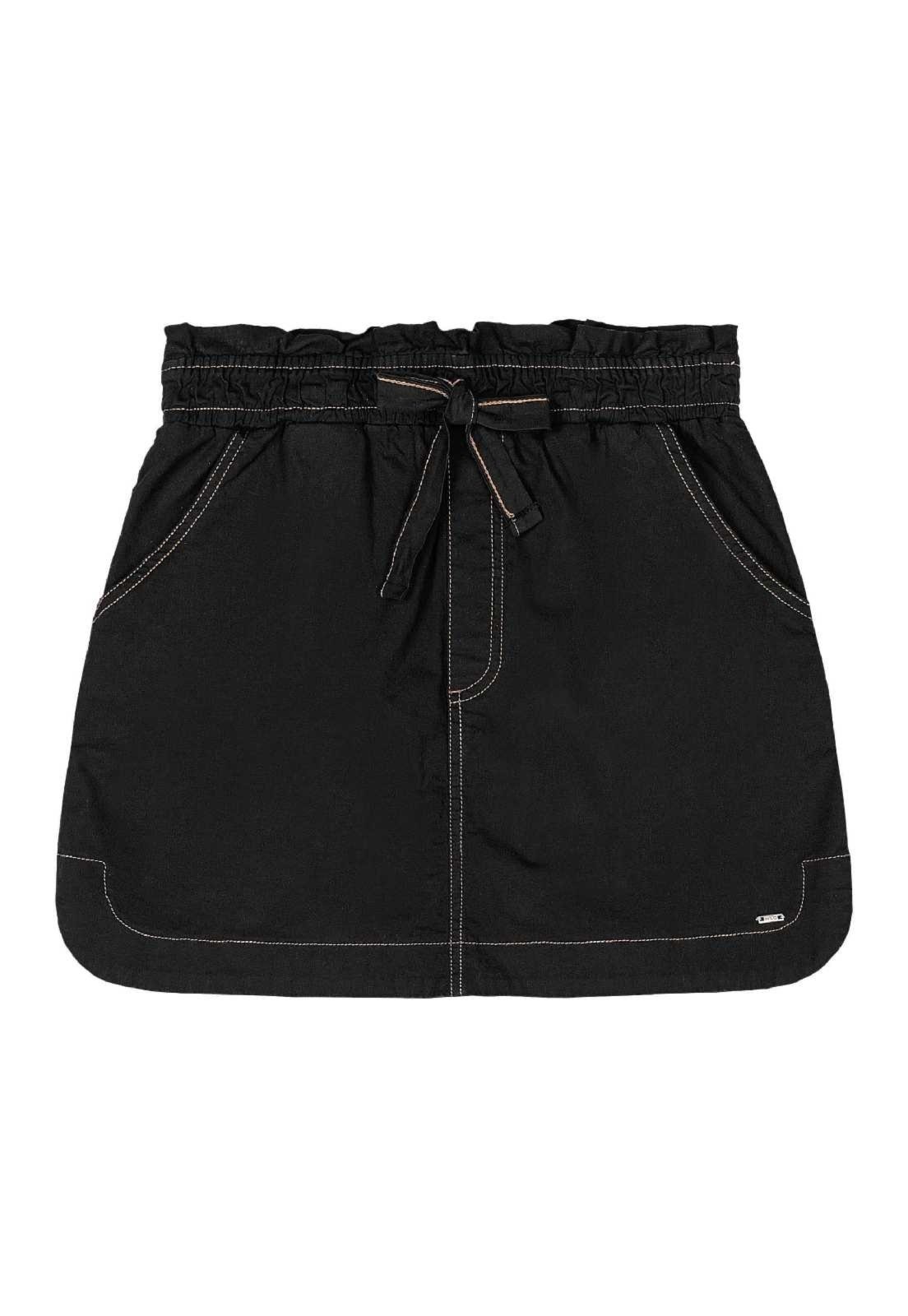Infantil – Saia Juvenil em Sarja Gloss Preto
